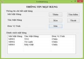 Hình 3 2 Form thông tin mặt hàng Yêu cầu Nhãn danh sách mặt hàng Font Microsoft 2