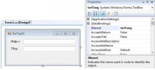 Hình 1 13 Thay đổi thuộc tính Label Tiếp theo kéo một Button từ Toolbox và thả 2