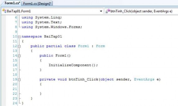 Chú ý Cửa sổ này là Form1 cs tương ứng với Form1 cs Design Phương thức 4