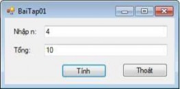 Hình 1 16 Kết quả chạy chương trình Click vào button Thoát để kết thúc chương 6