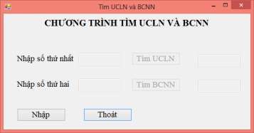 Hình 1 17 Chương trình tìm UCLN và BCNN Yêu cầu thiết kế Nhãn Chương trình 7