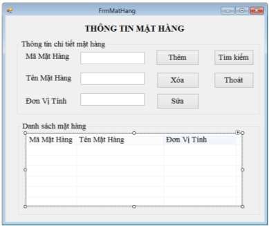 Hình 3 11 Kết quả thiết kế Form Thông tin mặt hàng Viết mã lệnh cho các công 2