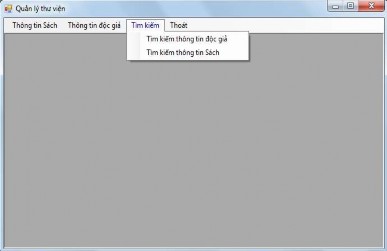 Yêu cầu Cấu trúc của menu như sau Thông tin sách Thông tin độc giả Tìm kiếm 5