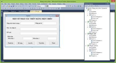 Hình 1 54 Kết quả thiết kế Form bài tập mảng một chiều Bước 5 Viết mã 3