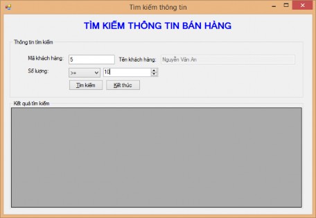 Hình 38 Form tìm kiếm thông tin bán hàng Yêu cầu Form có kiểu FixedSingle Các 2