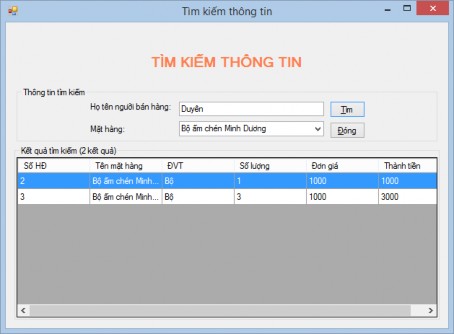 Hình 40 Form tìm kiếm thông tin khách hàng mua mặt hàng Yêu cầu Form có kiểu 4