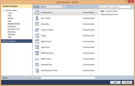 Hình 42 Cửa sổ Add New Item Để tạo điều khiển label Tìm kiếm thông tin theo 2