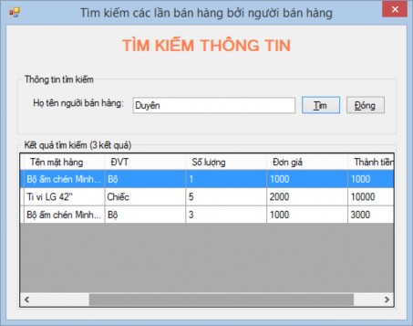 Hình 57 Form tìm kiếm thông tin các mặt hàng mà khách hàng đã mua 1 Phân tích 1