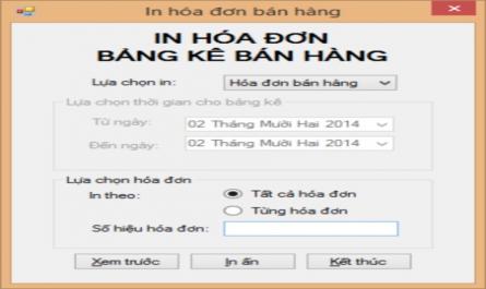 Thiết Kế Form Điều Khiển Việc In Ấn Hóa Đơn Bán Hàng Theo Mẫu Sau: