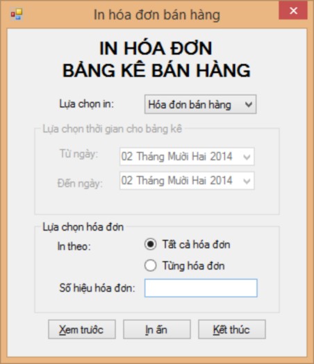 Hình 87 Form điều khiển việc in hóa đơn Yêu cầu Form có kiểu FixedSingle 1