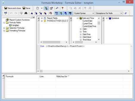 Hình 104 Cửa sổ Formula Workshop Nhập công thức tính tổng tiền vào khung soạn 3