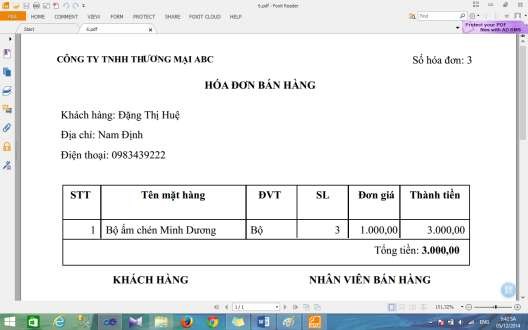 Hình 110 Nội dung hóa đơn bán hàng sau khi được in ra máy in c Thiết kế form 2