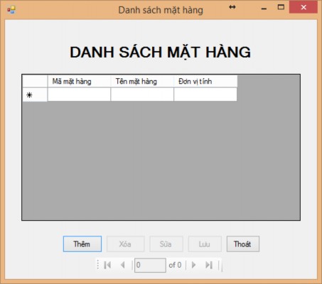 Hình 5 Form hiển thị và cập nhậtdanh sách mặt hàng Yêu cầu Nhãn danh sách 2