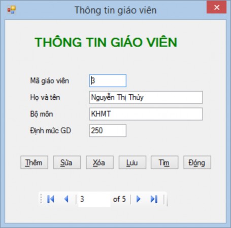 Hình 24 Form thông tin giáo viên Yêu cầu Nhãn thông tin giáo viên Font Microsoft 3