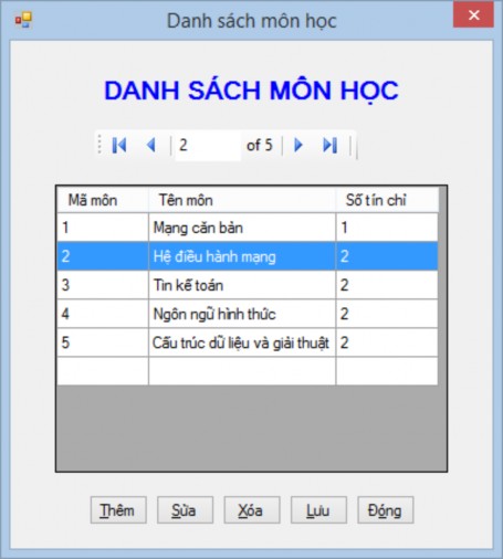 Hình 25 Form danh sách môn học Yêu cầu Nhãn danh sách môn học Font Microsoft 4
