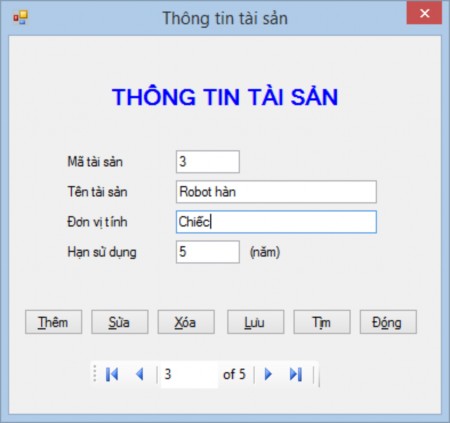 Hình 27 Form thông tin tài sản Yêu cầu Nhãn thông tin tài sản Font Microsoft 2