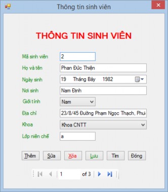 Hình 30 Form thông tin sinh viên Yêu cầu Nhãn thông tin sinh viên Font Microsoft 1