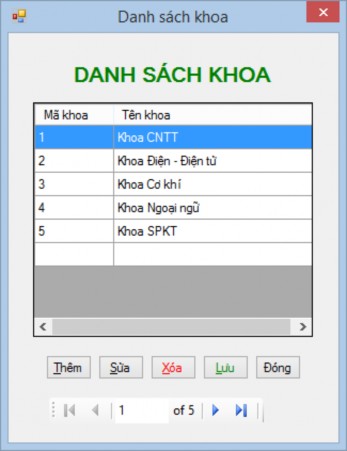 Hình 31 Form danh sách khoa Yêu cầu Nhãn danh sách khoa Font Microsoft Sans Serif 2