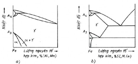 Hình 2 3 Giản đồ pha sắt – nguyên tố hợp kim a Khi hòa tan vô hạn vào γ Fe 2
