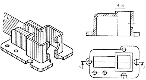 Hình 7 2 Hình cắt đứng b Hình cắt bằng Nếu mặt phẳng cắt song song với 3