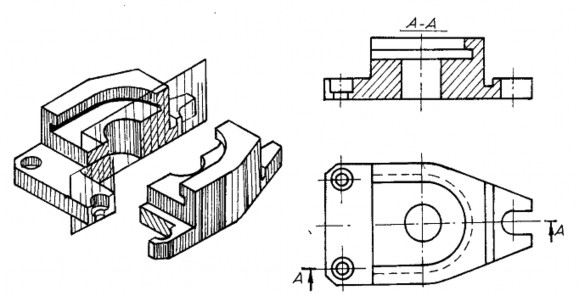 Hình 7 6 Hình cắt bậc Nếu các mặt phẳng cắt giao nhau thì gọi là hình cắt 7