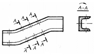 Mặt cắt được đặt theo đúng hướng mũi tên và có thể đặ t ở vị trí 1