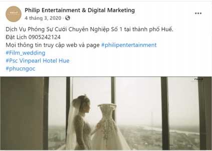 Hình 2 3 Bài viết quảng cáo trên Dịch vụ phóng sự cưới Nguồn Fanpage 3