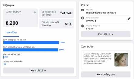 Hình 2 4 Kết quả quảng cáo Dịch vụ phóng sự cưới Nguồn Fanpage Philip 4