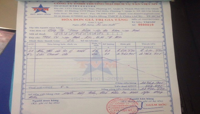 Hình 1 HĐ GTGT Số 0000010 Ñôn vò Coâng ty TNHH Taân Vieât Myò Maãu soá 02 VT Boä 18