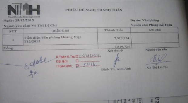 01 03 2016 4 326 500 VND 528 114 577 02 03 2016  Bộ chứng từ đề nghị thanh toán 1
