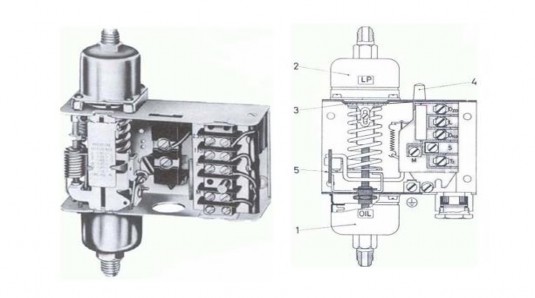 1 Phần tử cảm biến áp suất dầu 2 Phần tử cảm biến áp suất hút 3 Cơ 6