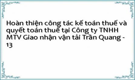 Hoàn thiện công tác kế toán thuế và quyết toán thuế tại Công ty TNHH MTV Giao nhận vận tải Trần Quang - 13