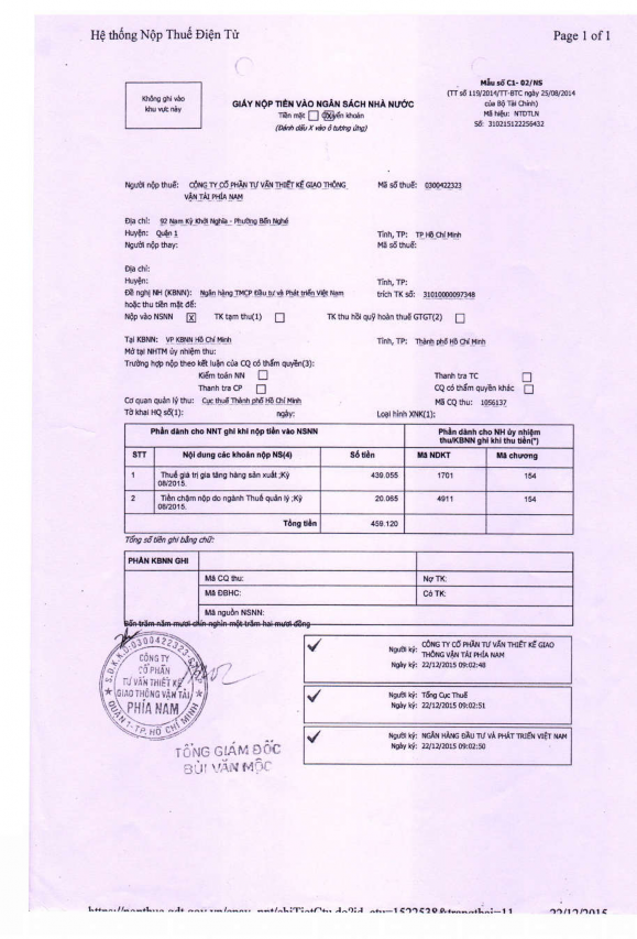 CHI PHÍ THUẾ THU NHẬP DOANH NGHIỆP SỔ CÁI CÔNG TY CỔ PHẦN TƯ VẤN THIẾT KẾ 1