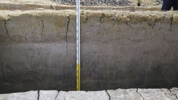 Ảnh 91 Một đoạn địa tầng vách Bắc hố 20 CQ H4 Ảnh 92 Cọc gỗ 20 CQ H4 C1 24