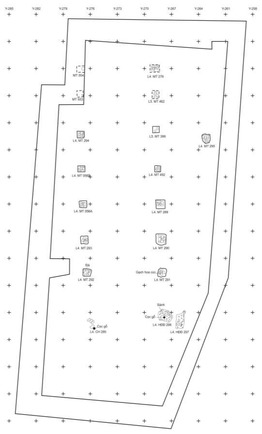 Bv 08 Mặt bằng hiện trạng di tích kiến trúc thời Trần 12 VH TR KT001 Nguồn VKCH 4