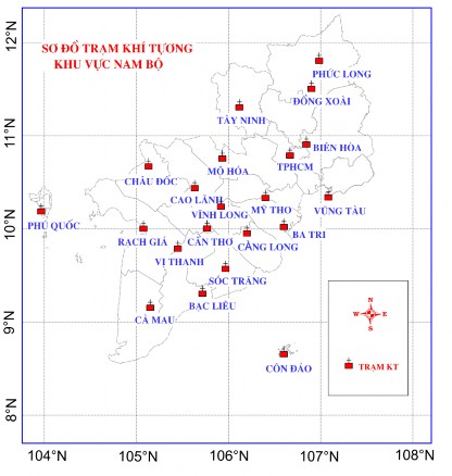 Hình 2 1 Sơ đồ trạm khu vực vùng Nam Bộ 2 1 2 Số liệu mưa tái phân tích 4