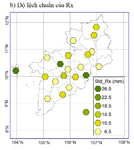 Hình 3 5 Phân bố của lượng mưa ngày lớn nhất Rx trung bình a độ lêch 15