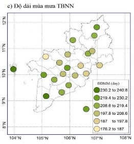 Hình 3 1 Phân bố không gian của ngày bắt đầu a kết thúc mùa mưa b độ 7