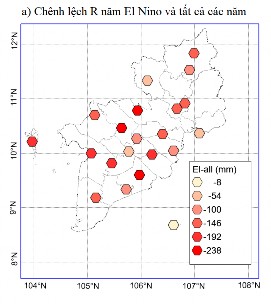 Hình 3 12 Chênh lệch lượng mưa mùa mưa R các năm El Nino và La Nina và tất cả 11