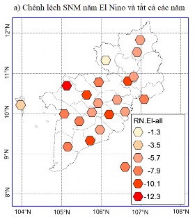 Hình 3 14 Chênh lệch số ngày mưa TBNN trong mùa mưa trung bình trong mùa mưa giữa 1