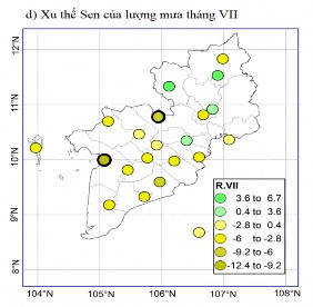 Hình 3 19 Xu thế biến đổi của lượng mưa theo tháng thời kỳ 1996 2016 a xu 11