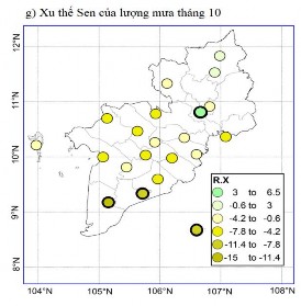 Hình 3 19 Xu thế biến đổi của lượng mưa theo tháng thời kỳ 1996 2016 a xu 14