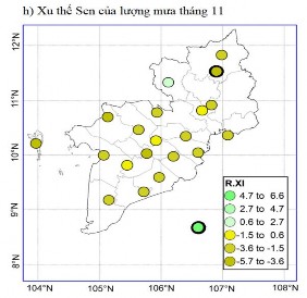 Hình 3 19 Xu thế biến đổi của lượng mưa theo tháng thời kỳ 1996 2016 a xu 15