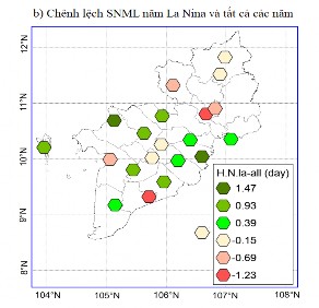 trong những năm La Nina khá nhất quán trên cả vùng Nam Bộ nổi trội hơn ở 7