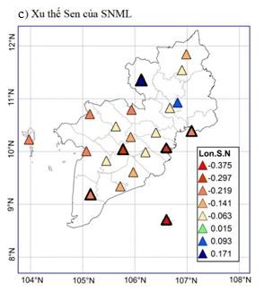 Hình 3 22 Xu thế biến đổi của số ngày mưa vưa SNMV và số ngày mưa lớn 3