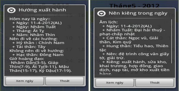 Hình 3 3 Màn hình nên kiêng và hướng xuất hành trong ngày 3 MÀN HÌNH XEM TUỔI 3