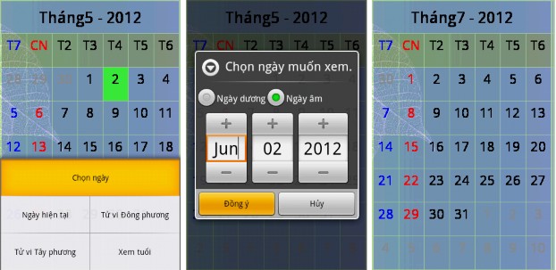 Hình 3 7 Màn hình chọn ngày âm và hiển thị 5 MÀN HÌNH XEM TỬ VI Trong Menu 7
