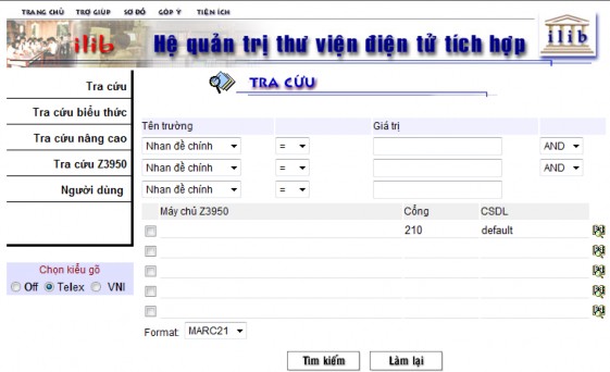 Hình 2 11 Màn hình tra cứu Z39 50 Ví dụ Tìm các tài liệu ở Thư viện Quốc gia 4