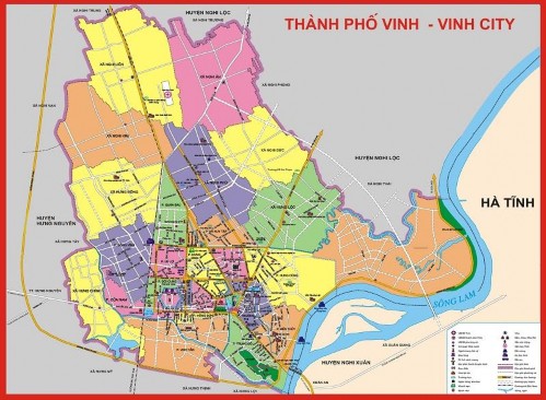 Hình 3 1 Bản đồ hành chính thành phố Vinh – Nghệ An Phía Bắc và phía Đông 1