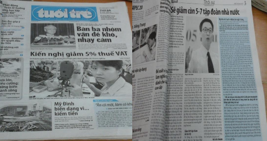 Một số trang BTT đăng tin bài về TCC DNNN Trên TBKTSG thông qua số lượng tin 1